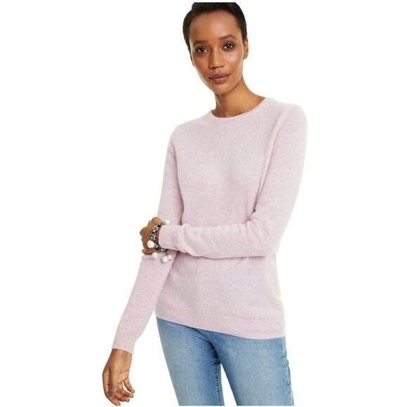 Charter Club Crew-Neck Cashmere Sweater Chantilly Pink PS - Picture 1 of 3